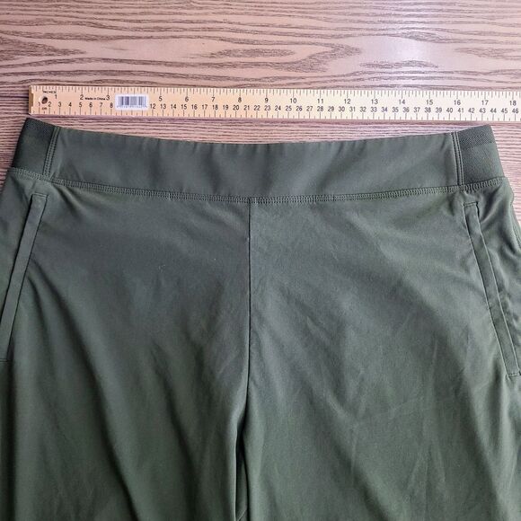 Athleta Pants 16 Olive Green Stretch‎ Pull-On Ankle-Zip Pockets Fitness Travel - Picture 10 of 12